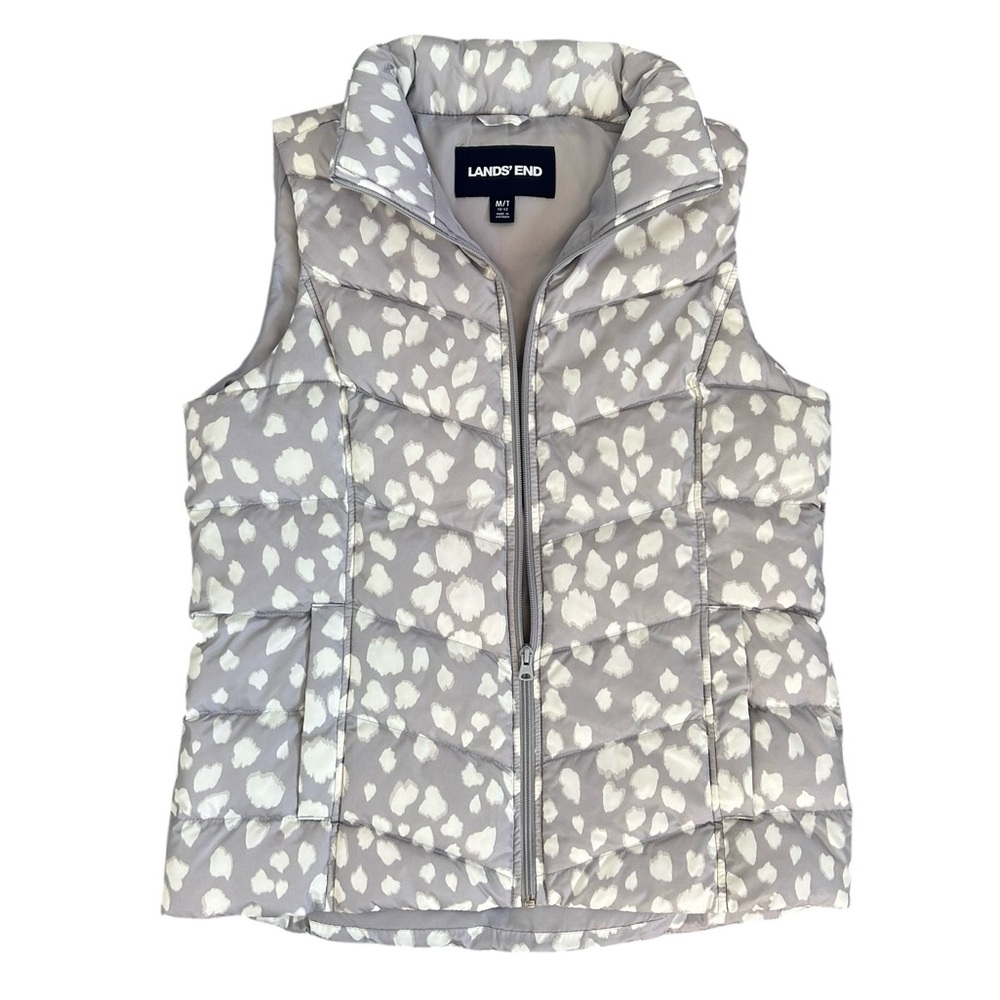 NWOT Lands' End Women's Gray Spotted Down Puffer Vest Big & Tall Size M